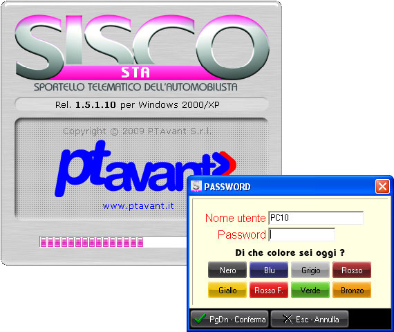 Schermata di avvio di Sisco STA